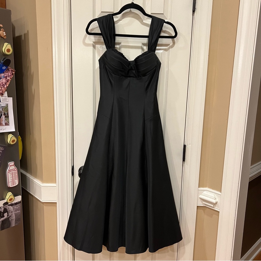 Vintage Cache Black Taffeta Sequin Tulle Trim Rockabilly Formal Dress Size 4